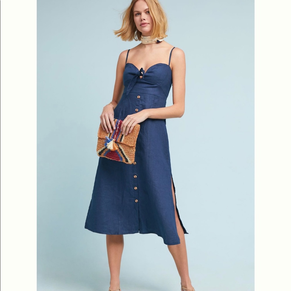 Blue linen dress